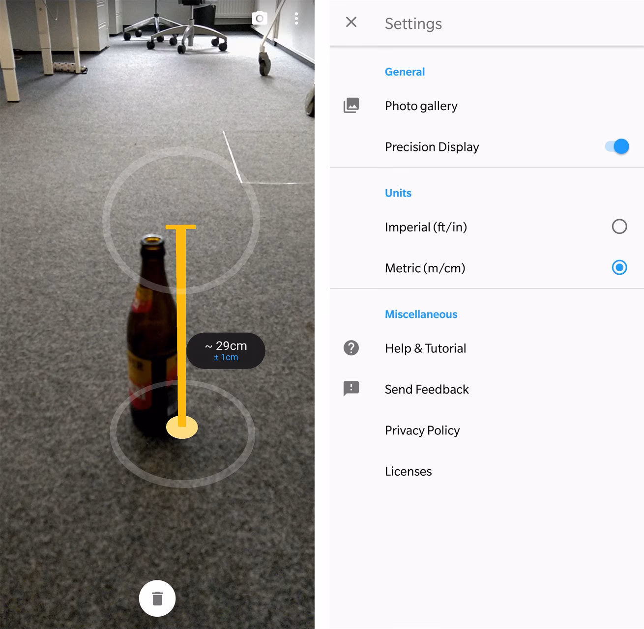 Hat Android ein Maßband?