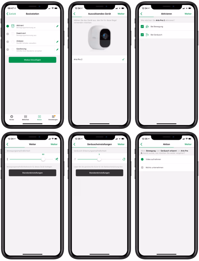 Welche Modi gibt es bei Arlo?