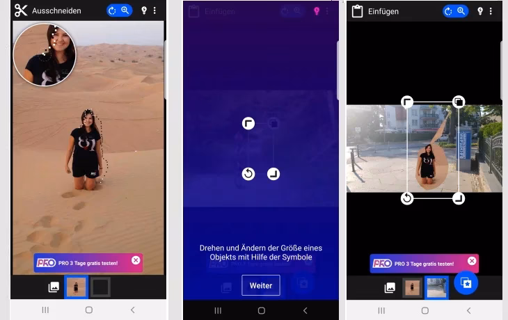 Wie kann ich ein Bild ausschneiden und in ein anderes einfügen Android?