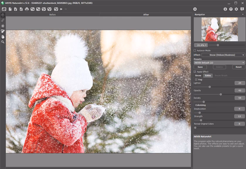Welche App fügt Fotos Schnee hinzu?