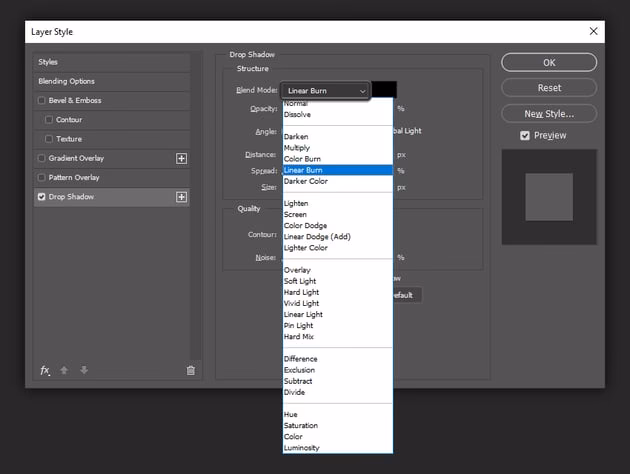Warum kann ich meinen Schlagschatten in Photoshop nicht sehen?