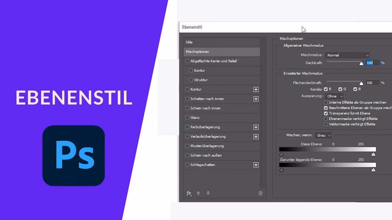 Warum ist der Ebenenstil in Photoshop nicht sichtbar?