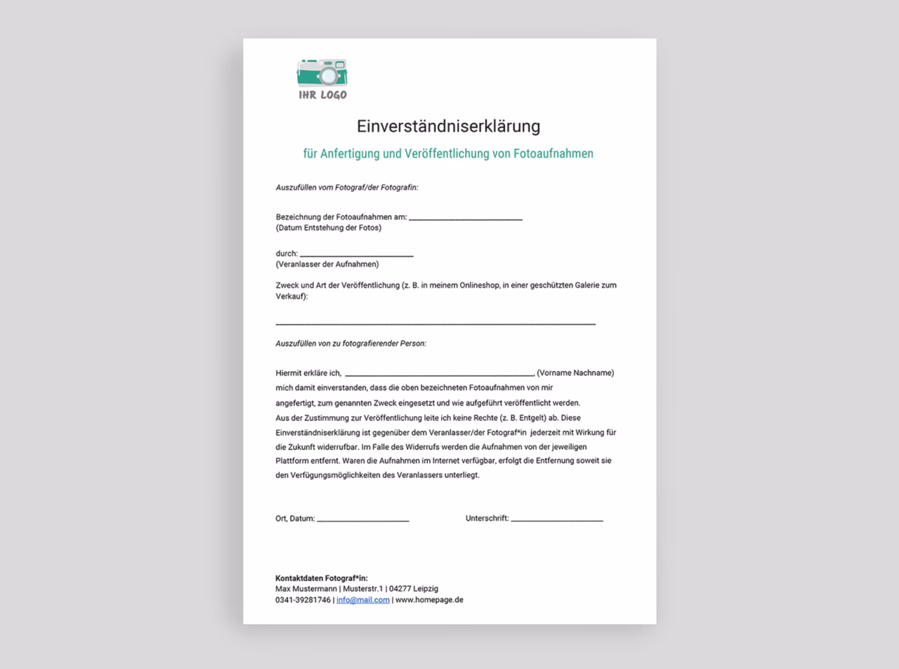 Wie schreibe ich eine Einverständniserklärung für Fotos?