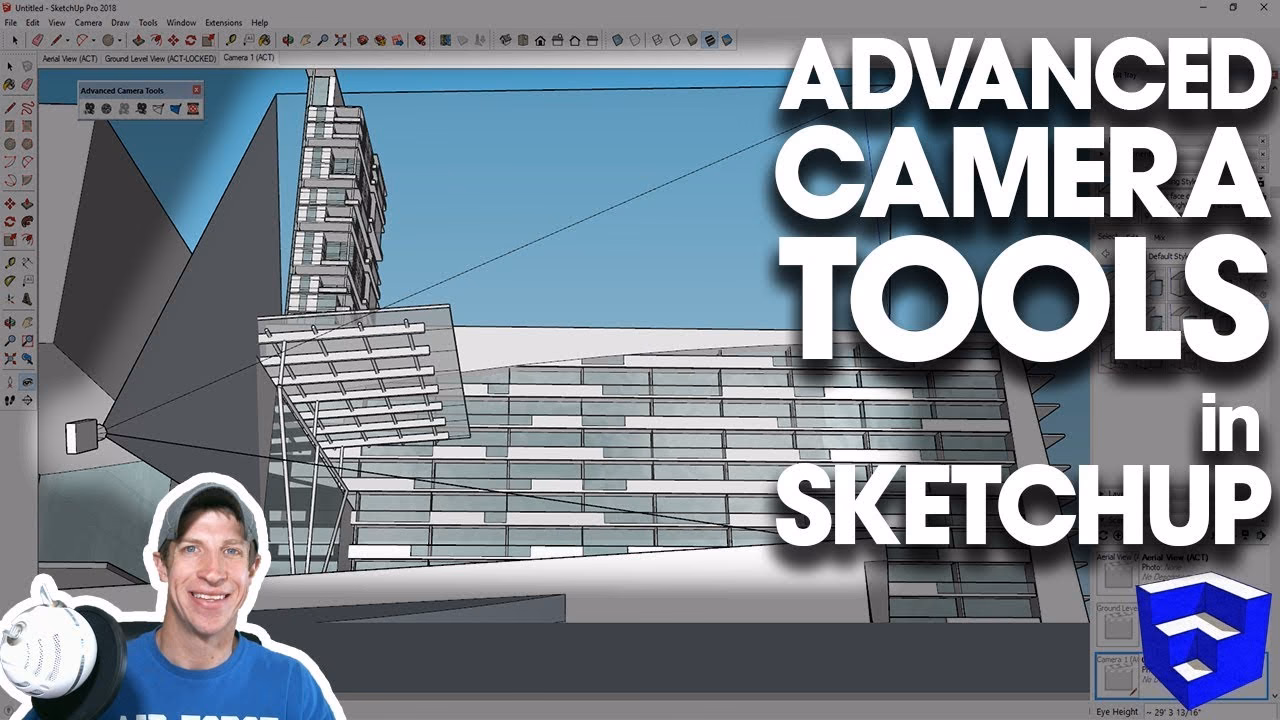 Wie ändere ich die Kameraansicht in SketchUp?