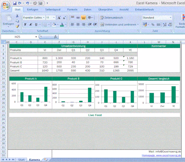 Wie verwende ich die Kamerafunktion in Excel?