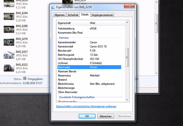Verfügen Handykameras über Exif-Daten?