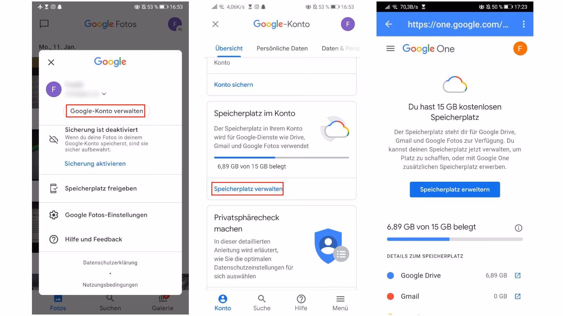 Wie kann man Google Fotos von der Galerie trennen?