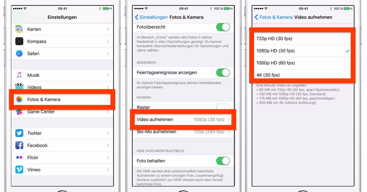 Wie ändere ich die Kameraeinstellungen auf meinem iPhone 6?