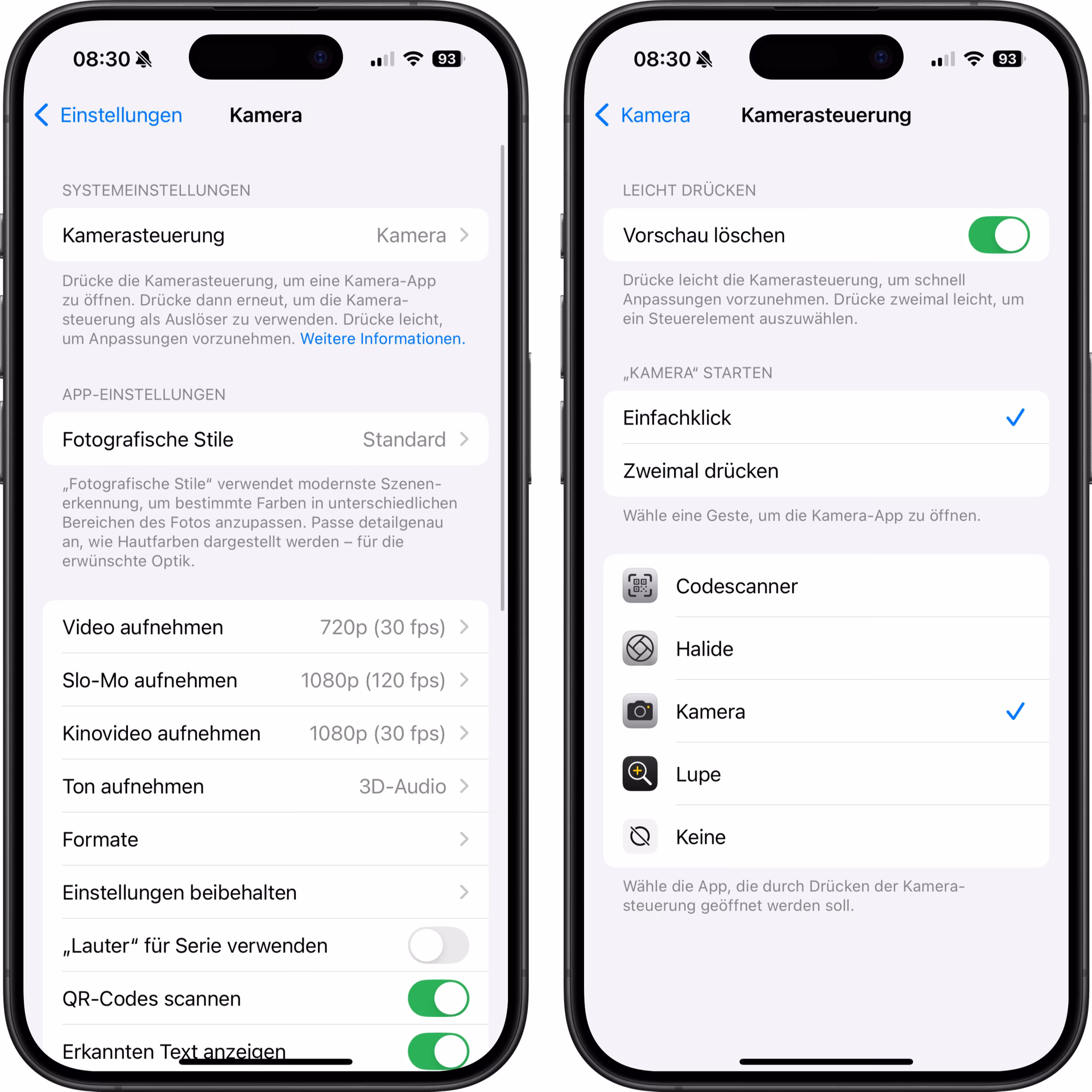 Wie ändere ich das Kameraverhältnis auf 16:9?