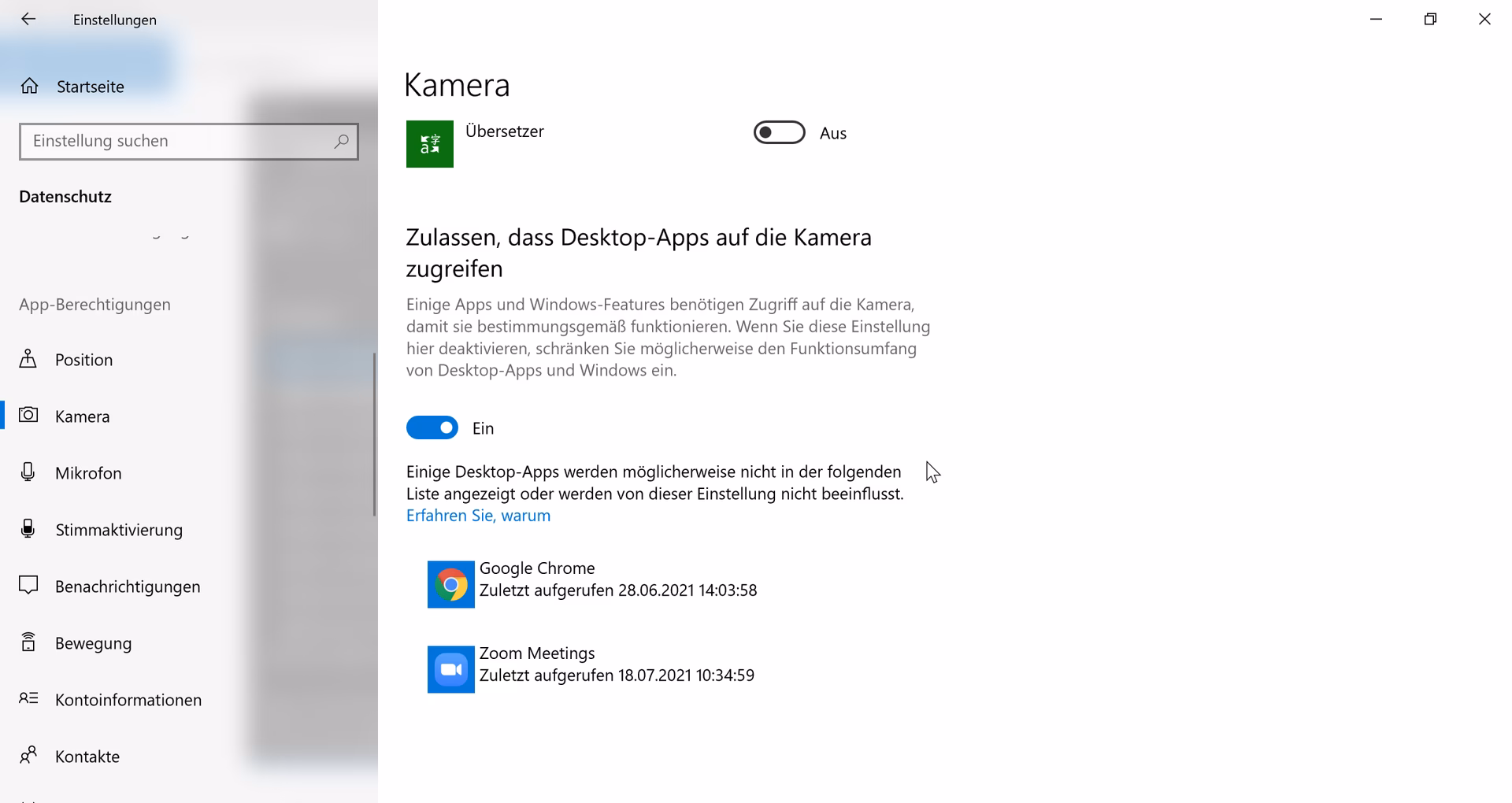 Wo finde ich die Kameraeinstellungen?