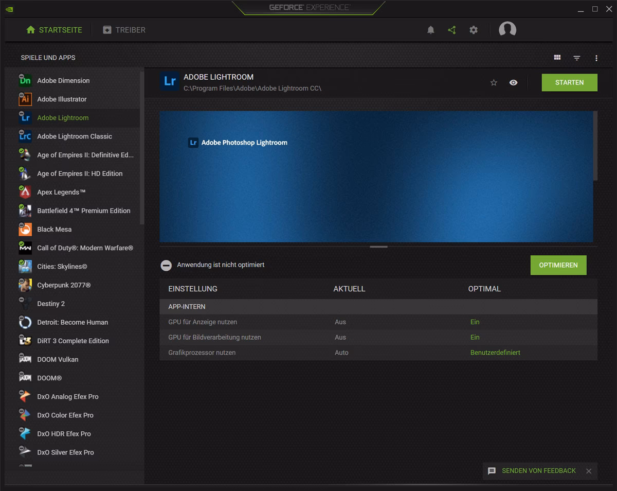 Verwendet Lightroom meine GPU?