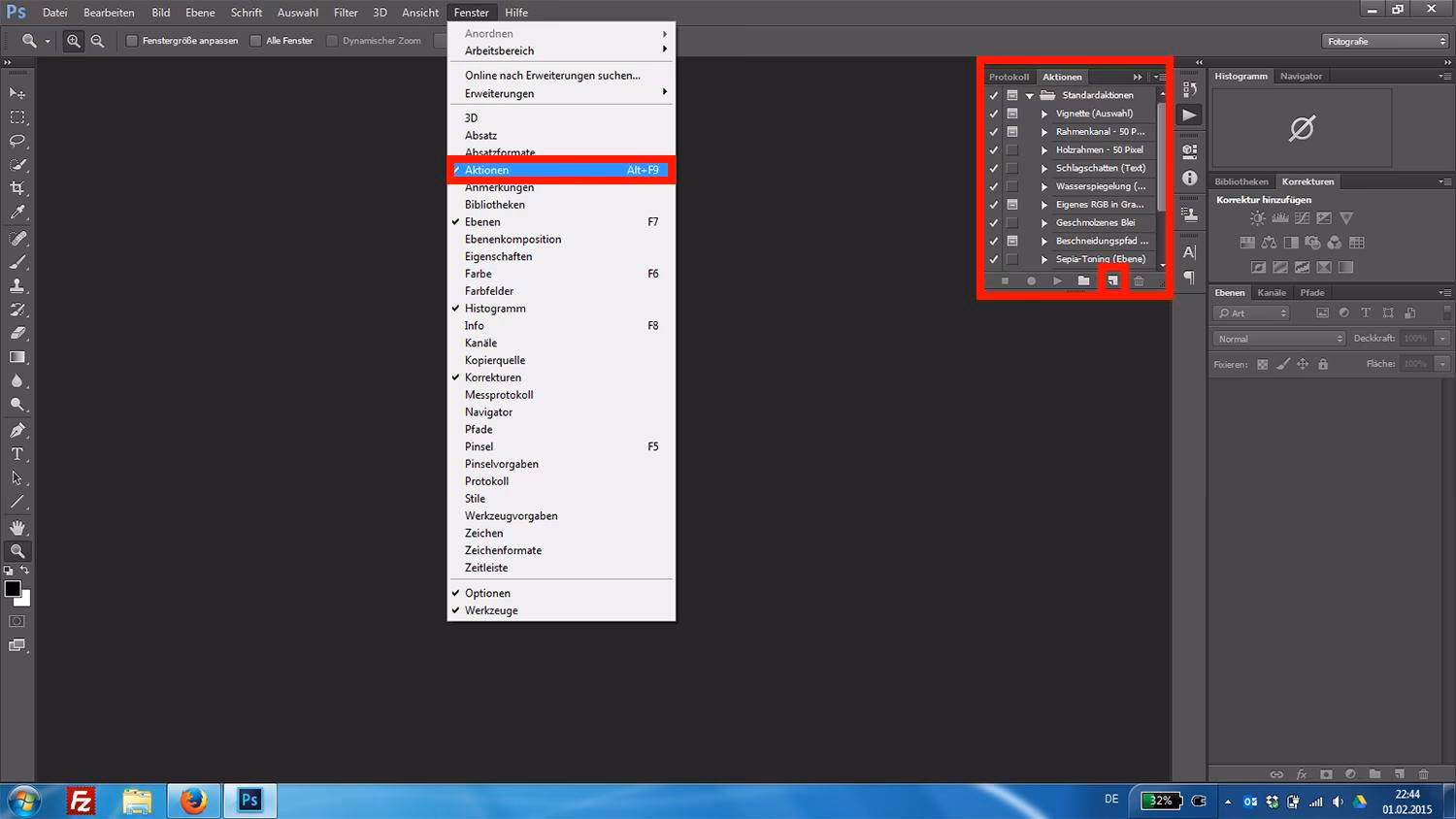 Wie bearbeite ich Aktionen in Photoshop?