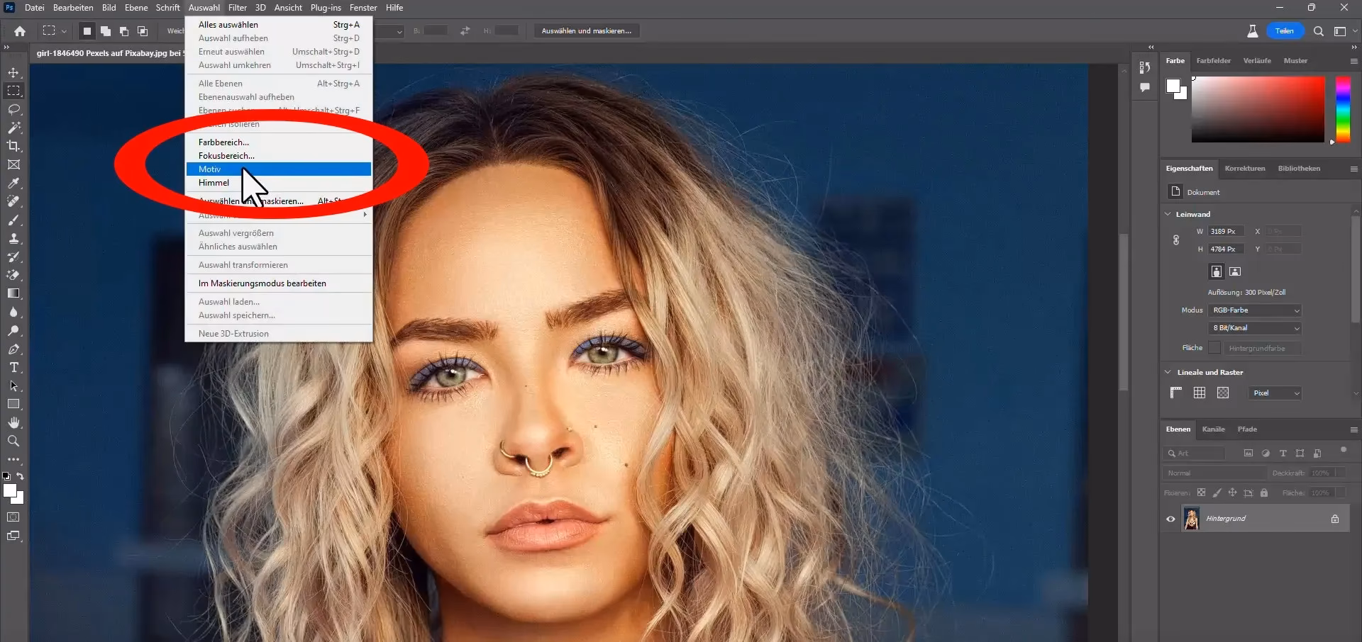 Warum kann ich in Photoshop keine Motive auswählen?