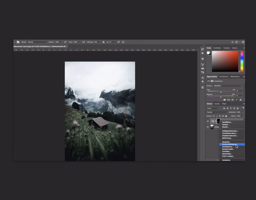 Wie verschiebt man in Photoshop ein Bild innerhalb einer Maske?