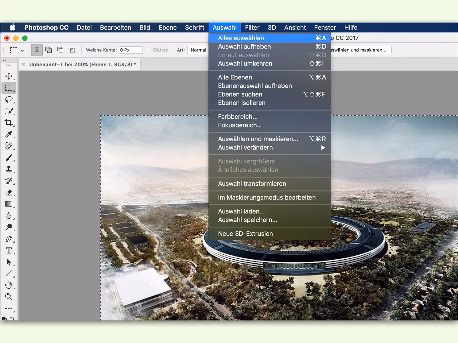 Wie markiere ich etwas in Photoshop?