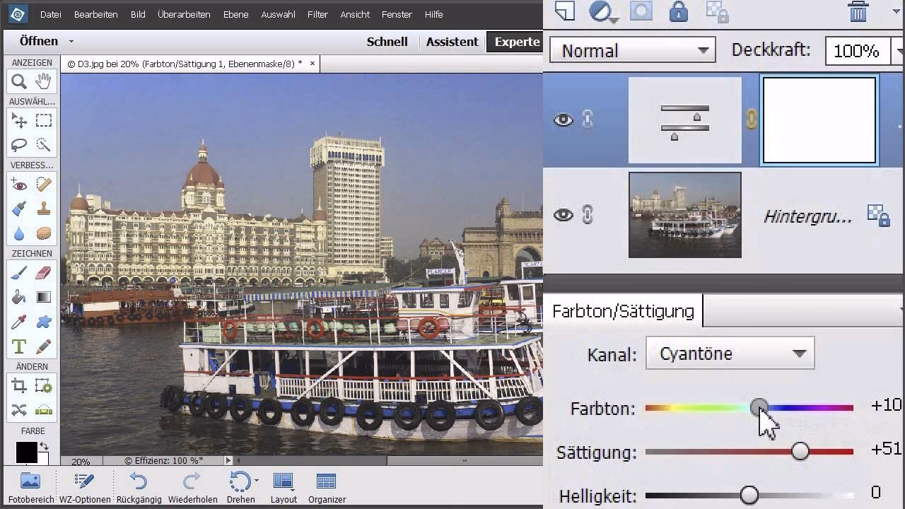 Wie füge ich einen blauen Himmel in Photoshop ein?