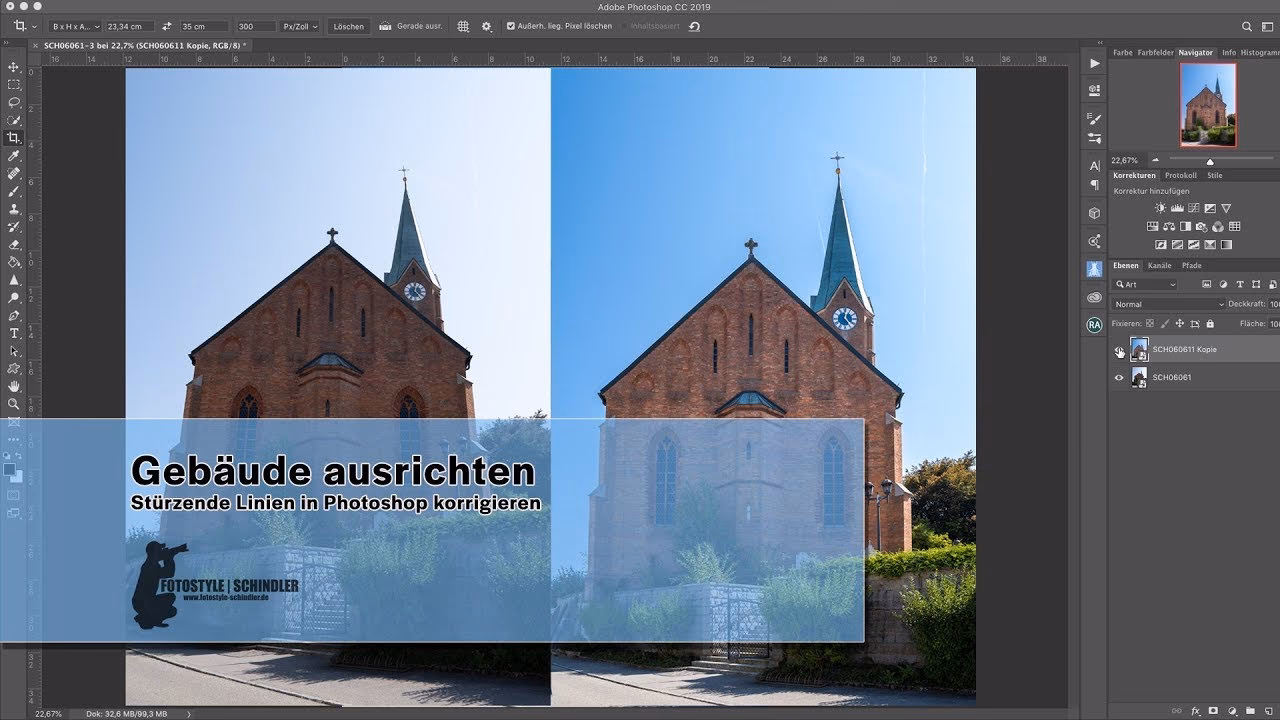 Wie begradigt man eine Wand in Photoshop?