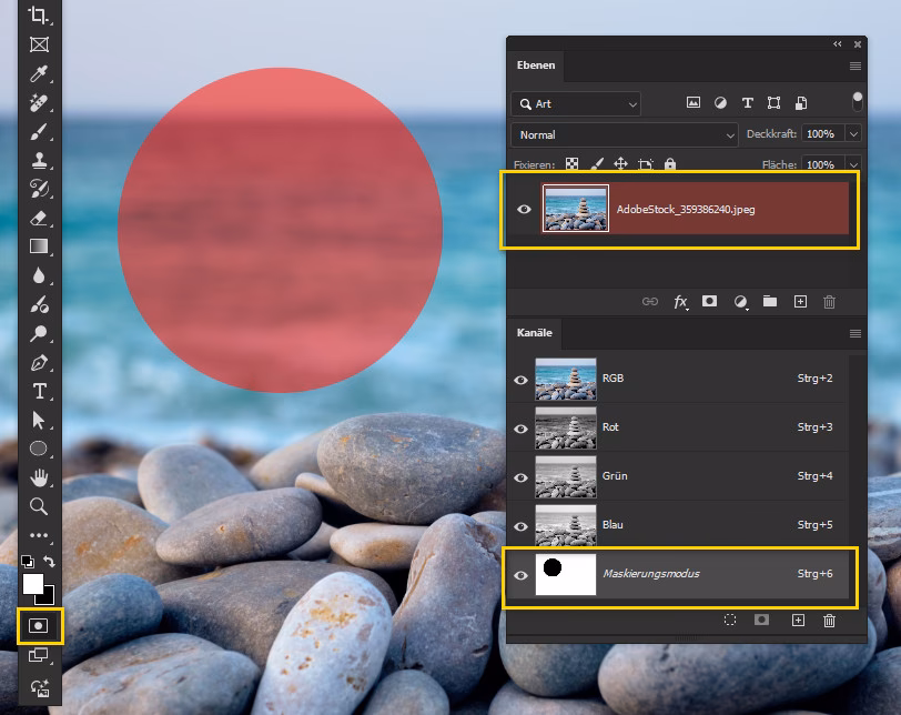 Wie verlässt man den Maskenmodus in Photoshop?