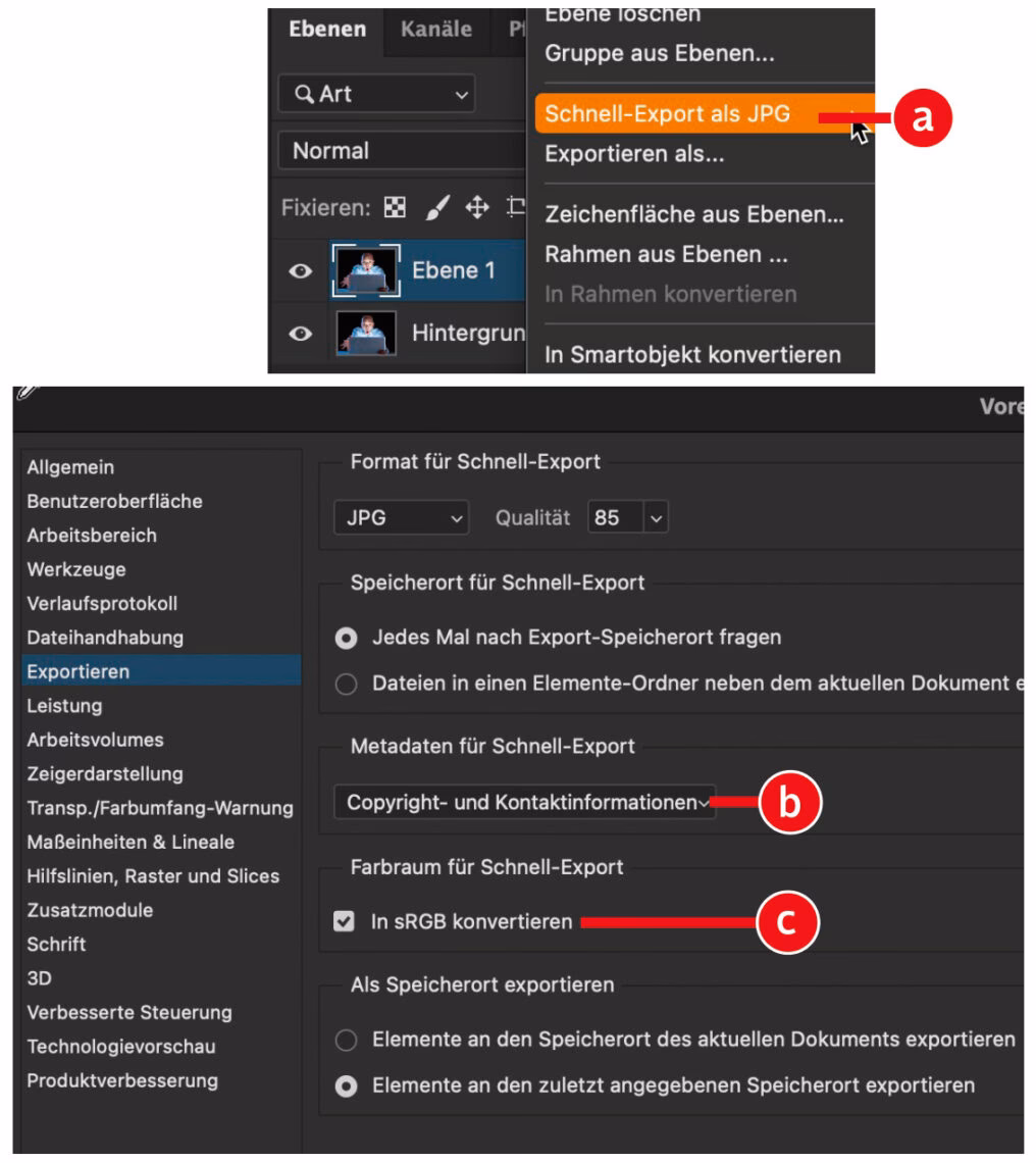 Wo werden Metadaten angezeigt?