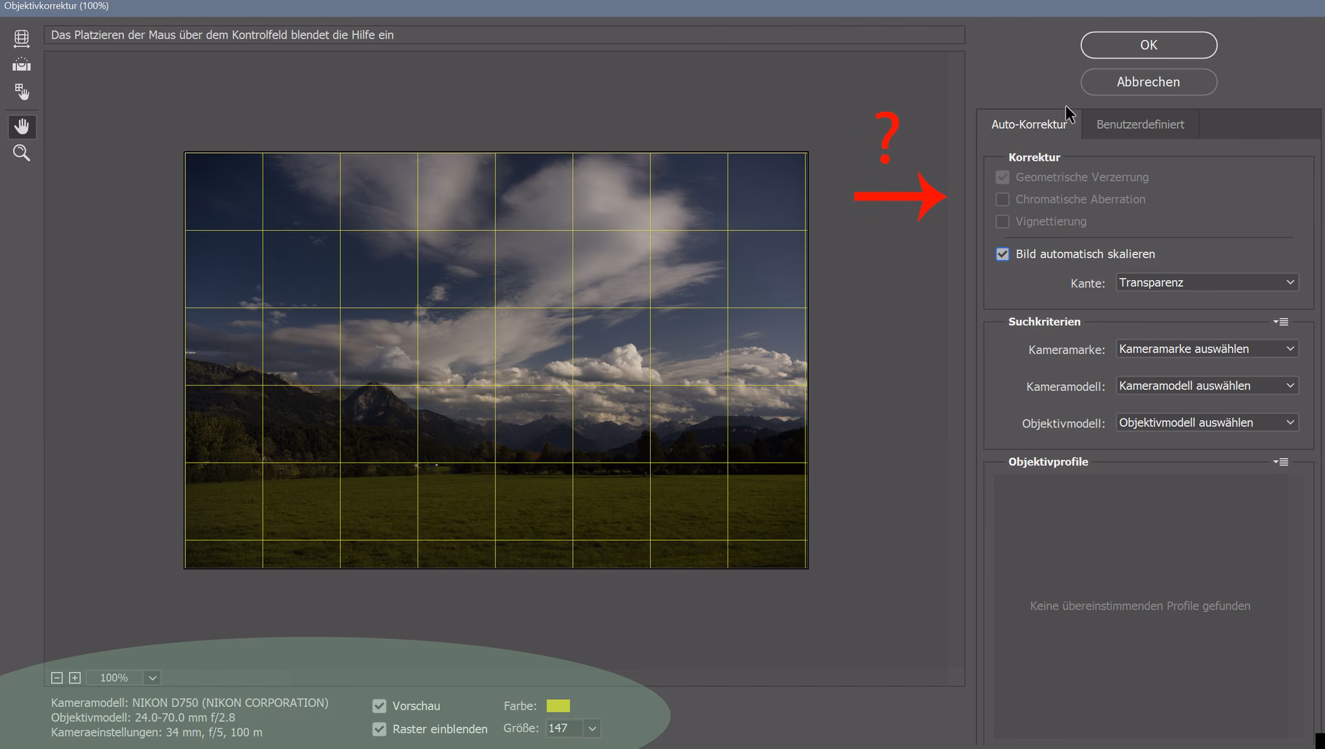 Wie führt man eine Objektivkorrektur in Photoshop durch?
