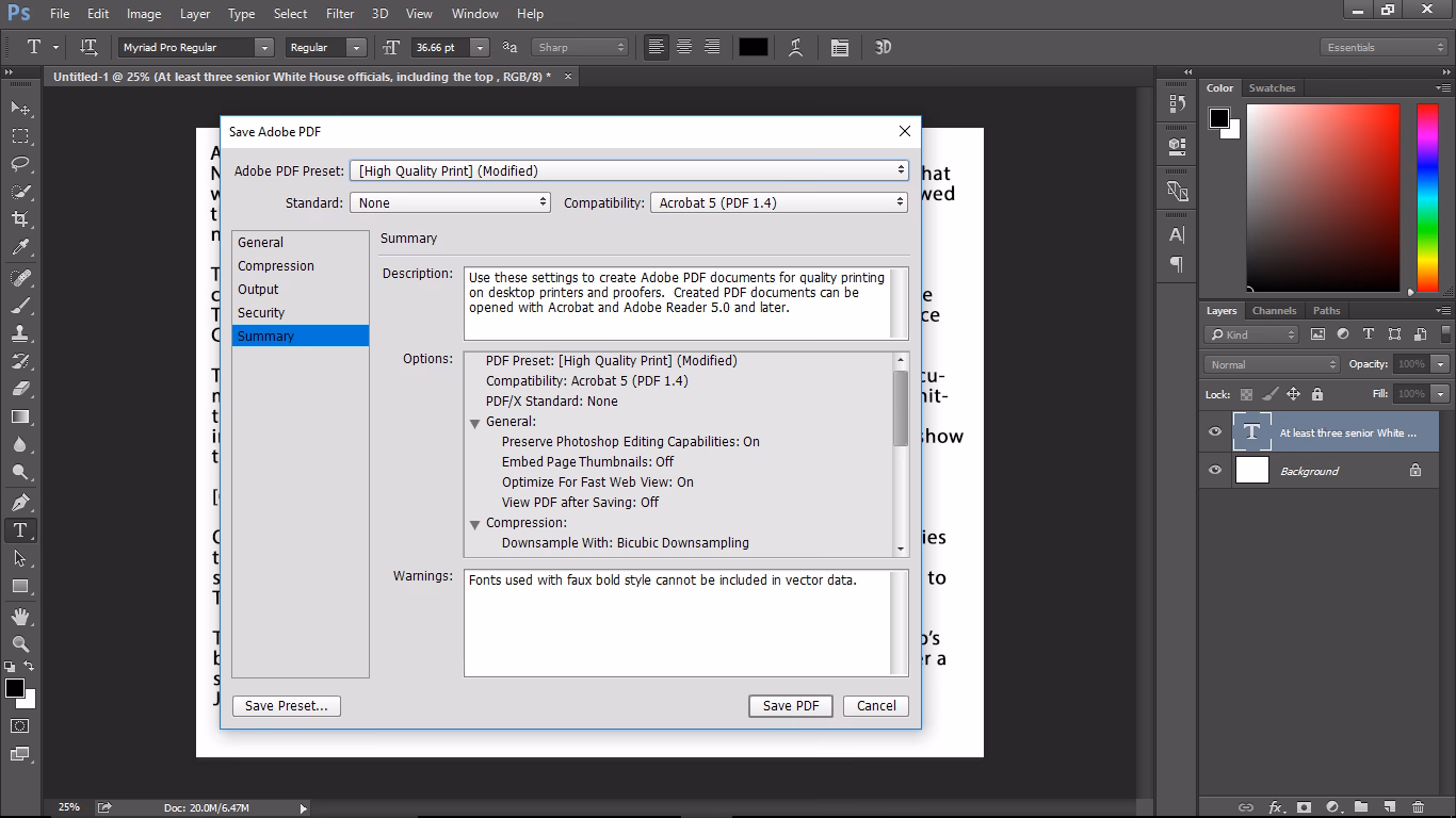 Warum kann ich in Photoshop nicht als PDF exportieren?