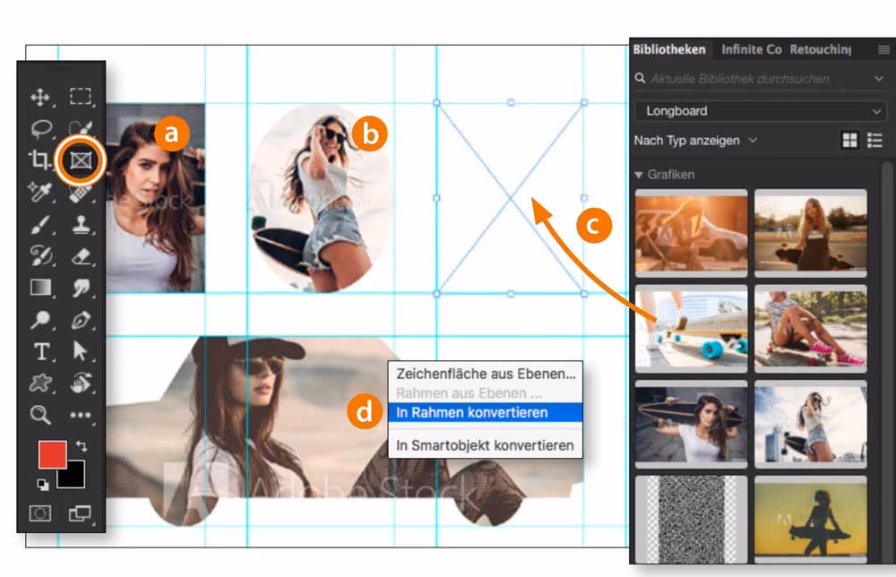 Was ist die Tastenkombination für Rahmen in Photoshop?