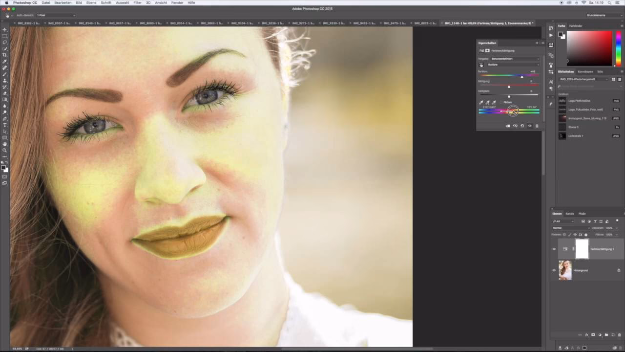 Wie kann man die Haut in Photoshop weniger rosa machen?