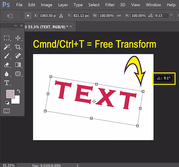 Wie verdreht man Text in Photoshop?