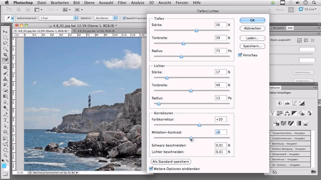 Was versteht man unter Tiefen- und Lichterbeschneidung?