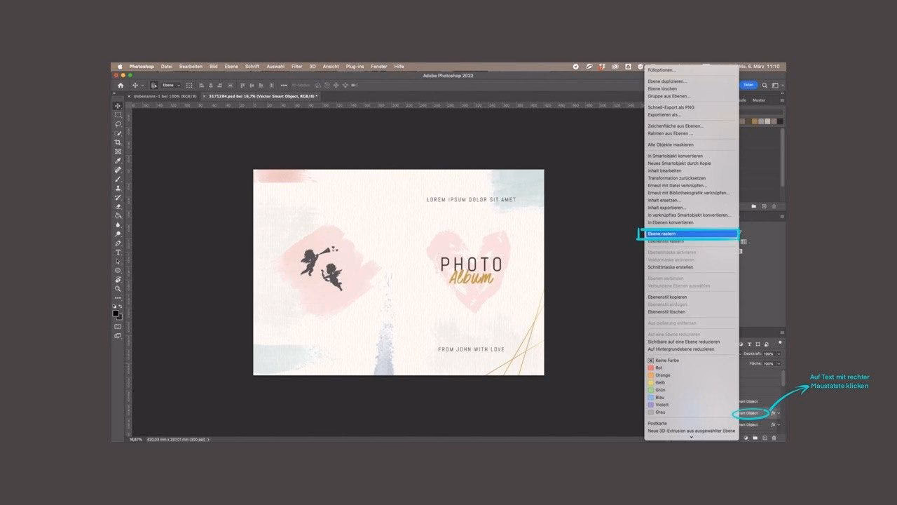 Was bedeutet das Rastern einer Ebene in Photoshop?