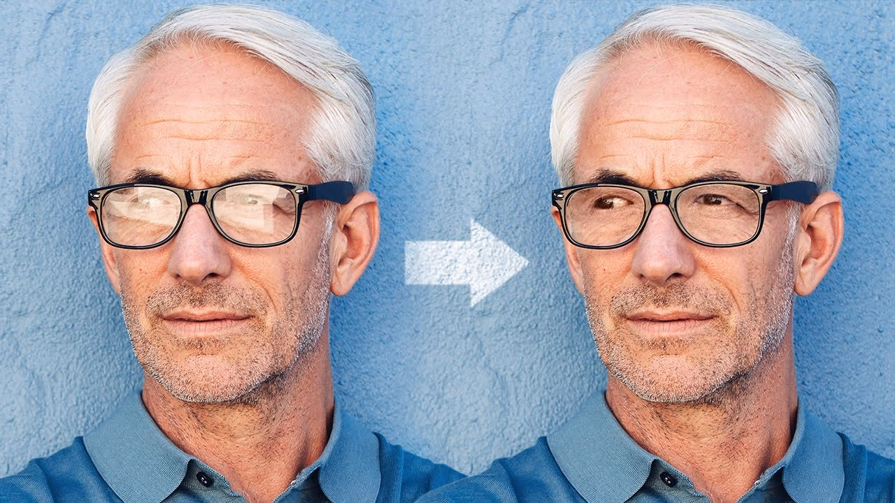 How do you get rid of glasses glare in photos?