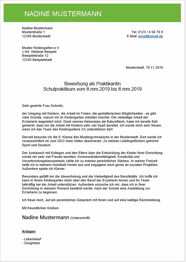 Wie bewirbt man sich bei einem Schülerpraktikum?