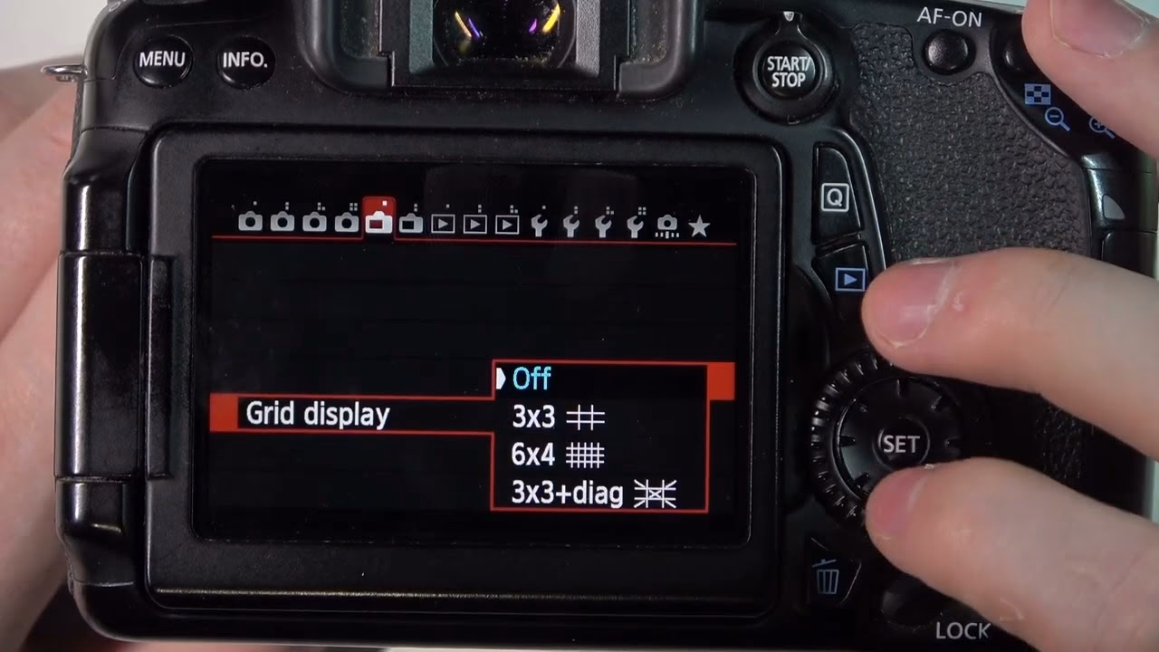 Wie bringt man ein Raster auf der Canon R6 an?