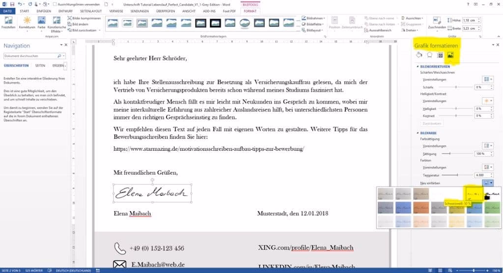 Wie füge ich eine gescannte Unterschrift in Word ein?